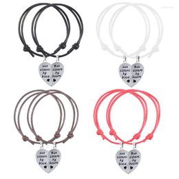 Charm Bracelets Classic Two Piece Heart-shaped Splicing Letter Lettering Alloy Pendant Fashion Girlfriends Woven Leather Rope Bracelet