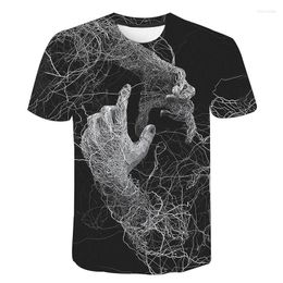 Men's T Shirts Style Hand 3d Tshirt Men Geometry Print Shirt Summer 2023 Black Funny Tops Fashion Streetwear Mens Clothing