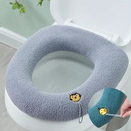 Toilet Seat Covers Winter Warm Cover Mat Cartoon Bathroom Pad Cushion With Handle Thicker Soft Washable Closestool