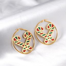 Hoop Earrings 2023 Antiallergic Stainless Steel Christmas Festival Jewellry Gift For Girl/Women Crutch Pattern Fashion Jewelry