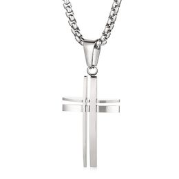 Simple Fashion Men's Combination Cross Pendant Stainless Steel Necklace Chain 24''