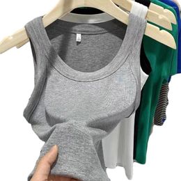 Camisoles & Tanks Sexy Grey Halter Crop Tops Women Summer Camis Backless Camisole Fashion Casual Tube Top Female Sleeveless Cropped Vest