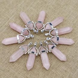 Charms Natural Stone Rose Quartz Hexagonal Column Pillar Charm Pendants For Diy Women Jewelry Accessories New Design Necklaces Drop Dh4Qe