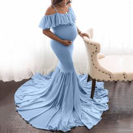 Party Dresses Maternity Pography Dress Women Pregnants Short Sleeve Props Lace Splicing Split Fork Ropa Mujer