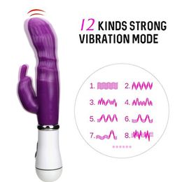 Vibrators 12 Speed Strong Rabbit Vibrator Clitoris Stimulator Gspot Massager Adult Sex Toys For Women Female Masturbator Dildo Vagina 18 230307