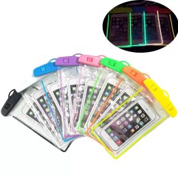 Luminous Waterproof Phone Cases Bag For iPhone 7 6 6s plus Samsung S10 Cell Phones Waterproofs Shell Dry Bag Up With Lanyard 5.8 inch diagonal