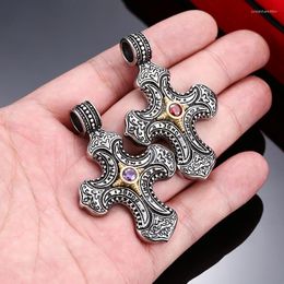 Подвесные ожерелья уникальный прохладный крест с каменным ожерельем для мужчины и женщины из нержавеющей стали.