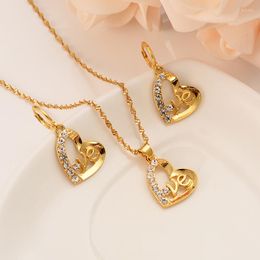 Necklace Earrings Set Dubai India Africa Gold Love Diamond Crystal Personality Fashion Girl Bride Engagement Wedding Gift