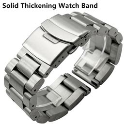 Watch Bands Solid Thickening 55mm 316L Stainless Steel bands Silver 22mm 24mm 26mm Metal Band Strap Wrist es Bracelet 230307