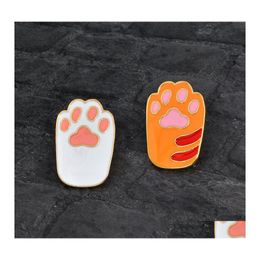 Pins Brooches Dog Paw Enamel Pin Lapel Badge Jewellery Cat Pet Lover Backpack Metal Decoration Bag Button Broach Drop Delivery Dhe7X