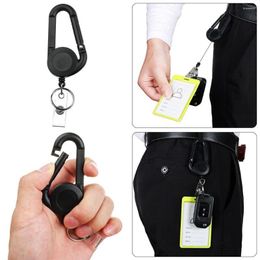 Keychains Black Colour Belt Rope Retractable Mulitifunctional ID Card Holder Keychain Key Ring Badge Reel Clip Lanyard