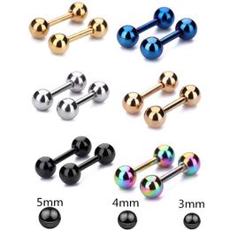 Charm 2PCS Surgical Steel Small Stud Earring Set Screws Barbell Stud Earring Helix Piercing Cartilage Earring Tragus Stud Lip Jewelry G230307