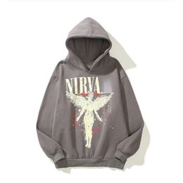 Rock Brand Angel Printing Hoodies Hip Hop Retro Sweatshirts Plus Size 5XL