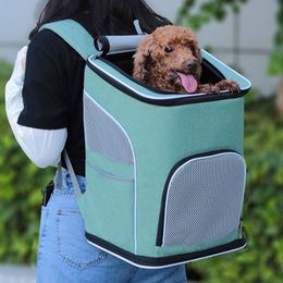 Dog Travel Outdoors Cat bag portable breathable large capacity foldable cat cage dog shoulder pet backpack 230307