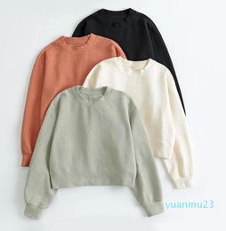 LL122 Women's Yoga Causal Sweatshirts Loose Fit Long Sleeve Sweater Ladies Cotton Workout Athletic Gym Shirts Causal Clothing 08