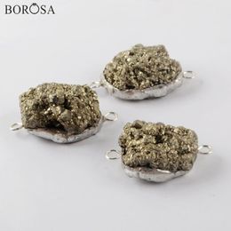 Pendant Necklaces Silver Plated Freeform Natural Pyrite Connectors Charms For Necklace Jewelry Beads Making S1938Pendant