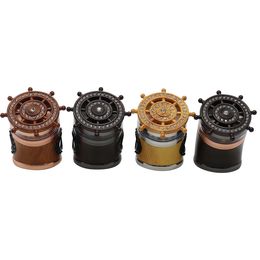 unique tobacco herb grinders smoking accessories steering wheel zinc alloy 63mm 4 part metal herbal grinders for bong dab oil rig 4 Colour options