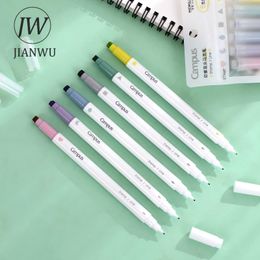 Highlighters JIANWU 1Pc Simple Stamp DoubleEnded Marker Pen Cute Creative MultiShape DIY Journal Decoration Art Markers Stationery Supplies J230302