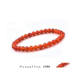 Beaded Strands 6Mm Natural Stone Red Agate Amethyst Green Oriental Solid Colour Female Bracelet Fine Work Gift Drop Delivery Jewellery Dhq4U