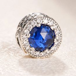 925 Sterling Silver Essence PEACE & Blue CZ Bead Only Fits European Jewellery Pandora Essence Style Charm Bracelets