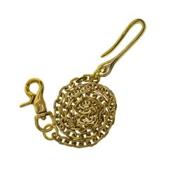 Key Rings Fine brass wallet jean chains Japanese fish U hook bolt lock spring swivel clasp Italian flat cross link chain gift f