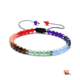 Beaded Strands 10Pc/Set 7 Chakra Stone Beaded Friendship Bracelet Handmade Faceted Natural Glass Beads Rope Drop Delivery Jewellery Br Dhwqs