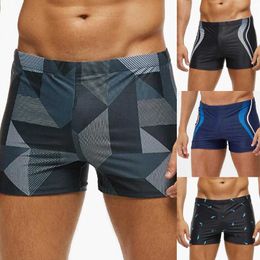 Mens Swimming Trunks New Sexy Plaid Ball Flat Angle Swimwear Bubble Hot Spring Beach Large Size Sports