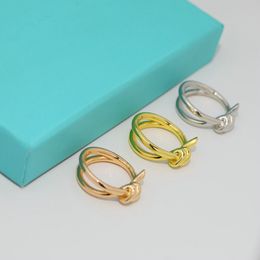 18K gold Plated Double knot ring classic designer ring women rope knot wedding gift factory wholesale With dust bag