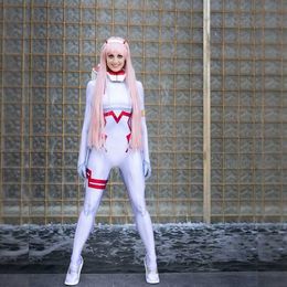 Anime Costumes Halloween Adults Kids White Zero Two 02 Suit DARLING in the FRANXX Cosplay Come Zentai Bodysuit Woman Party Jumpsuit Z0301