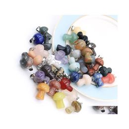 Charms Reiki Mushroom Shape Natural Stone Crystal Agates Charm Pendant For Men Women Fashion Jewellery Making Acc Drop Delivery Findin Dhkj5