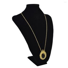 Pendant Necklaces Fashion Vintage Gold Metal Link Chain Flower For Women Bohemain Black Stone Long Necklace Party Gift