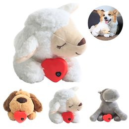 Dog Toys Chews Plush Cute Heartbeat Puppy Behavioral Training Pet Comfortable Snuggle Sleep 230307