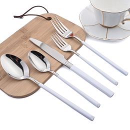 Dinnerware Sets Zoseil Tableware Set Knife Fork Tea Spoon Western Stainless Steel 30Pieces White Silver Kitchen Appliances