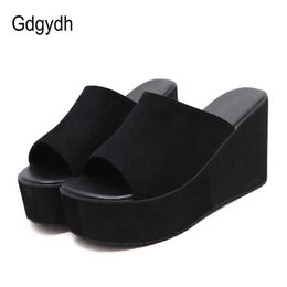 Sandals Gdgydh Summer Slip On Women Wedges Sandals Platform High Heels Fashion Open Toe Ladies Casual Shoes Comfortable Promotion Sale Z0306