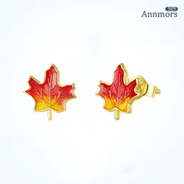 Stud Earrings Silver Plating Gold Fall For Women Earring Jewelry Gift Autumn Leaves Fine Ear Piercing