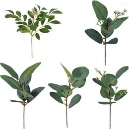 Decorative Flowers Floral Arrangement Wedding Party Greenery Stems Home Decor Artificial Plant With Eucalyptus Leaves Fake Plants