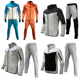 One zipper thick Mens Sportswear tech tracksuit fleece jogger pants tight sweat sportwear camo Tracksuits loose drawstring P9GB