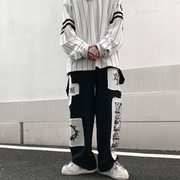 Women s Pants s Spring and Autumn Cartoon Patch Oversized Men s insY2K High Street Harajuku Loose Waist Casual Overalls Jogging 230307