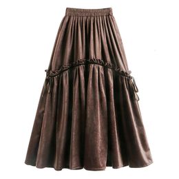 Skirts Spring Autumn Vintage All-match Irregular Skirts Chic Ruffles Korean Women's Clothes Long Skirts for Women Fashion 230308