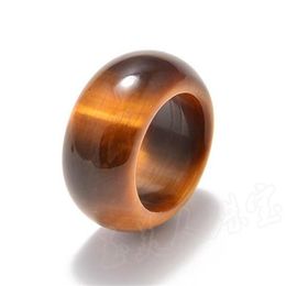 Cluster Rings Real Tiger Eye Stone Ring Natural Jewelry Yellow Gold For Women Men Nickles WomenCluster