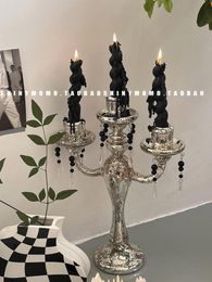 Candle Holders French Retro Glass Candlestick Wedding El Famous Ornaments Home Decoration Centrepiece Crystal