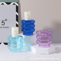 Candle Holders Retro Creative Simple Modern Glass Candlestick Donut Household Living Room Table Romantic Candlelight Ornaments