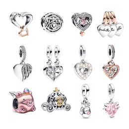 2023 New Mother's Day perline di fascino in argento bicolore Openwork Infinity Mum Hero Heart Splittable Mother Daughter Angel Dangle Fit Pandora Bracciali regalo fai da te per le donne