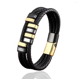 Charm Bracelets Fashion Personality Leather Rope Hand Weaving Bracelet Men's Stainless Steel For Men Women Jewellery Wholesale