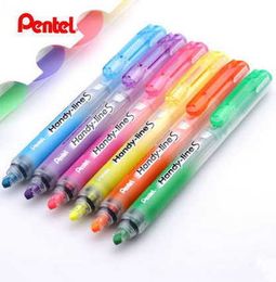 Highlighters 1pc Pentel Surligneur Handy Line S SXS15 Pressing Style Highlighter Pen Retractable Neon Pen 6 Colours J230302