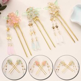 Hair Clips & Barrettes Womens Flowers Simulated Pearls Long Tassel Stick Crystal Beads Chinese Style Hairpins Bride Jewellery Vintage Headwear