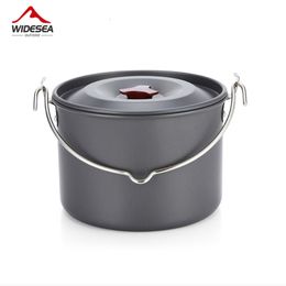 Camp Kitchen Widesea 4L Camping Hanging Pot Cookware Outdoor Bowler Tableware Persons Picnic Cooking Tourism Fishing kitchen Equipment 230307