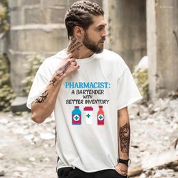 Men's T Shirts Pharmacist Hombre Shirt A Bartender With Better Inventory Letter Printed Tee Funny Pharmacy School Graduation Gift Camisetas