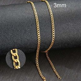 Pendant Necklaces Vnox Men's Cuban Link Chain Necklace Stainless Steel Black Gold Colour Male Choker colar Jewellery Gifts for Him L2404 L2404