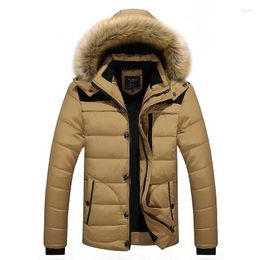 Men's Down 2023 Fur Collar Hooded Men Winter Jacket Coat Snow Parka Outerwear Thick Thermal Warm Wool Liner M-6XL